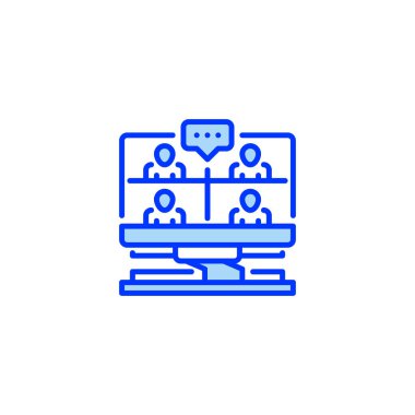 Çevrimiçi Koçluk çizgisi simgesi. Evrensel yaratıcı prim sembolü. Vektör simgesi logo şablonu. Vektör illüstrasyonu