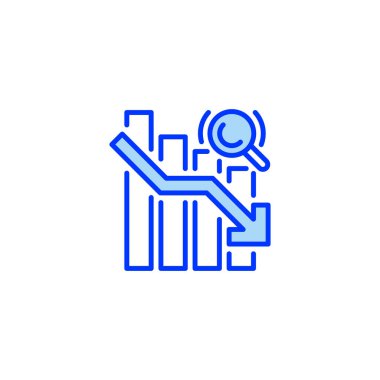 Pazar Analizi Negatif çizgi simgesi. Evrensel yaratıcı prim sembolü. Vektör simgesi logo şablonu. Vektör illüstrasyonu