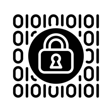 Veri Şifreleme Çizgisi simgesi. Evrensel yaratıcı prim sembolü. Vektör simgesi logo şablonu. Vektör illüstrasyonu