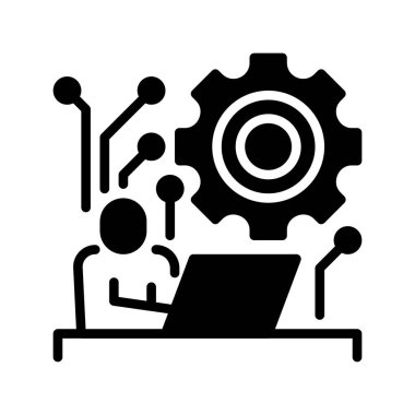 Uzaktan Çalışma Hattı simgesi. Evrensel yaratıcı prim sembolü. Vektör simgesi logo şablonu. Vektör illüstrasyonu