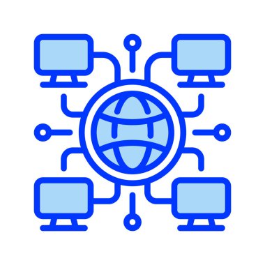 Geniş Alan Ağı çizgi simgesi. Evrensel yaratıcı prim sembolü. Vektör simgesi logo şablonu. Vektör illüstrasyonu