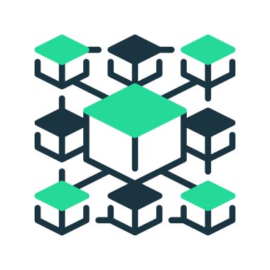 Blockchain Ağ çizgisi simgesi. Evrensel yaratıcı prim sembolü. Vektör simgesi logo şablonu. Vektör illüstrasyonu