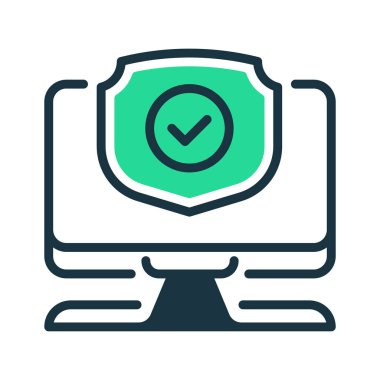 Antivirüs koruma hattı ikonu. Evrensel yaratıcı prim sembolü. Vektör simgesi logo şablonu. Vektör illüstrasyonu