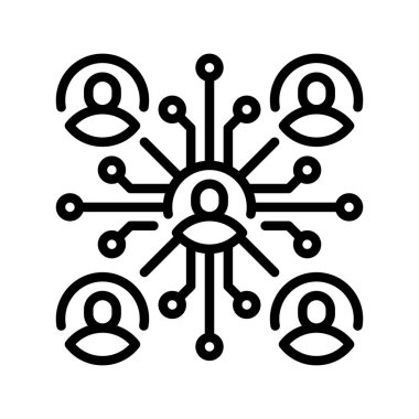 Çalışan Ağı çizgi simgesi. Evrensel yaratıcı prim sembolü. Vektör simgesi logo şablonu. Vektör illüstrasyonu