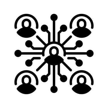 Çalışan Ağı çizgi simgesi. Evrensel yaratıcı prim sembolü. Vektör simgesi logo şablonu. Vektör illüstrasyonu