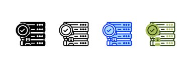 Onaylanmış Sunucu Katı Simgesi. Mobil konsept ve web tasarımı için doğrusal biçim işareti. Taslak vektör simgesi. Sembol, logo çizimi. Vektör