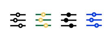 Seviye Simgesi Ayarlanıyor. Mobil konsept ve web tasarımı için doğrusal biçim işareti. Taslak vektör simgesi. Sembol, logo çizimi. Vektör