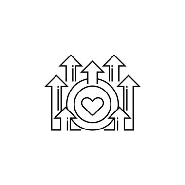 Kalp Bağış Hattı Simgesi. Mobil konsept ve web tasarımı için doğrusal biçim işareti. Taslak vektör simgesi.