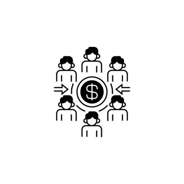 Grup Bağış Hattı Simgesi. Mobil konsept ve web tasarımı için doğrusal biçim işareti. Taslak vektör simgesi.