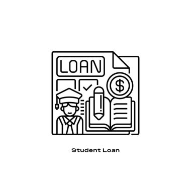Öğrenci Kredi Hattı Simgesi. Mobil konsept ve web tasarımı için doğrusal biçim işareti. Taslak vektör simgesi.
