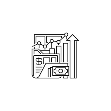 Yatırım Portföy Hattı Simgesi. Mobil konsept ve web tasarımı için doğrusal biçim işareti. Taslak vektör simgesi.