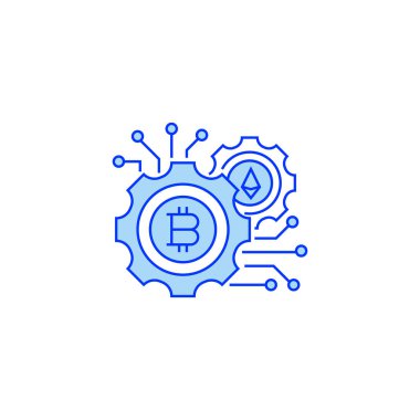 Kripto para hattı simgesi. Mobil konsept ve web tasarımı için doğrusal biçim işareti. Taslak vektör simgesi.