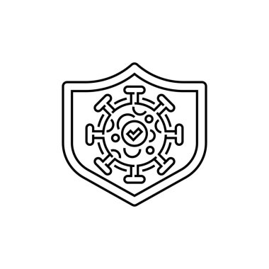 Virüs Koruma Hattı Simgesi. Mobil konsept ve web tasarımı için doğrusal biçim işareti. Taslak vektör simgesi.