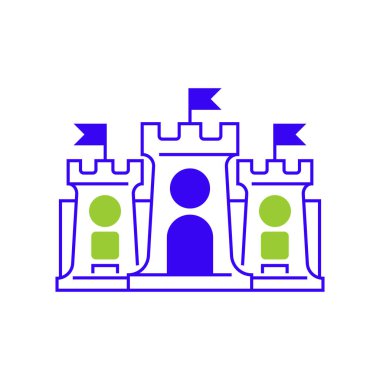 İkinci Kale Renk Simgesi. Mobil konsept ve web tasarımı için doğrusal biçim işareti. Taslak vektör simgesi.