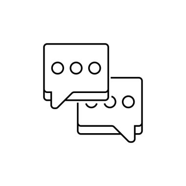 İkili Konuşma Baloncukları Satırı Simgesi. Mobil konsept ve web tasarımı için doğrusal biçim işareti. Taslak vektör simgesi.