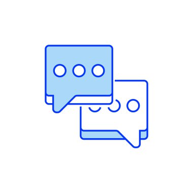 İkili Konuşma Baloncukları Satır Simgesini Doldurdu. Mobil konsept ve web tasarımı için doğrusal biçim işareti. Taslak vektör simgesi.