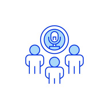 Ses Konferansı Satır Simgesi Dolu. Mobil konsept ve web tasarımı için doğrusal biçim işareti. Taslak vektör simgesi.