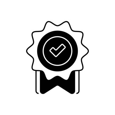 Tamamlama Rozeti Simgesi Simgesi. Mobil konsept ve web tasarımı için doğrusal biçim işareti. Taslak vektör simgesi.