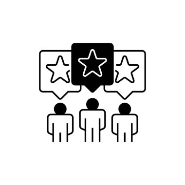 Kullanıcı Geribildirim Glifi Simgesi. Mobil konsept ve web tasarımı için doğrusal biçim işareti. Taslak vektör simgesi.