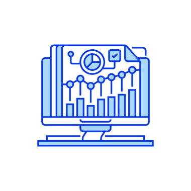 Grafik Raporu Satır Simgesi Dolduruldu. Mobil konsept ve web tasarımı için doğrusal biçim işareti. Taslak vektör simgesi.