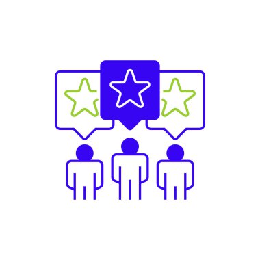 Kullanıcı Geribildirim İki Ton Rengi Simgesi. Mobil konsept ve web tasarımı için doğrusal biçim işareti. Taslak vektör simgesi.