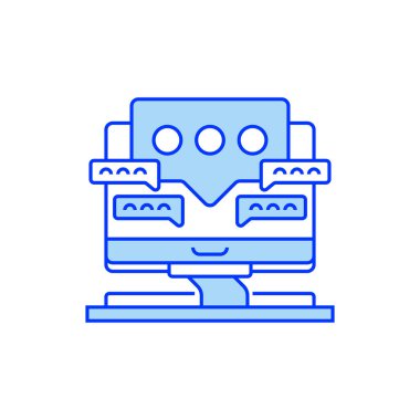 Canlı Sohbet Satır Simgesi Dolu. Mobil konsept ve web tasarımı için doğrusal biçim işareti. Taslak vektör simgesi.