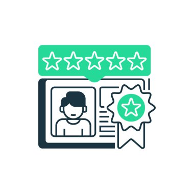 Sadakat kartı iki ton renk simgesi. Mobil konsept ve web tasarımı için doğrusal biçim işareti. Taslak vektör simgesi.