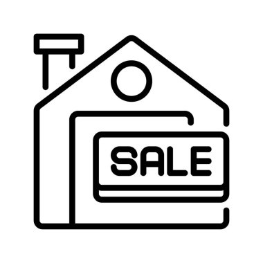 Satılık Ev çizgi ikonu. Evrensel yaratıcı prim sembolü. Vektör simgesi logo şablonu. Vektör illüstrasyonu