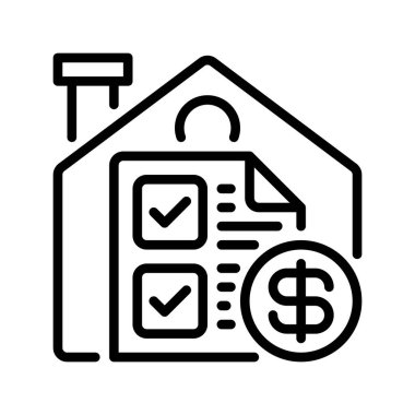 İpotek kredisi simgesi. Evrensel yaratıcı prim sembolü. Vektör simgesi logo şablonu. Vektör illüstrasyonu