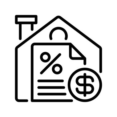 Emlak vergisi çizgisi simgesi. Evrensel yaratıcı prim sembolü. Vektör simgesi logo şablonu. Vektör illüstrasyonu