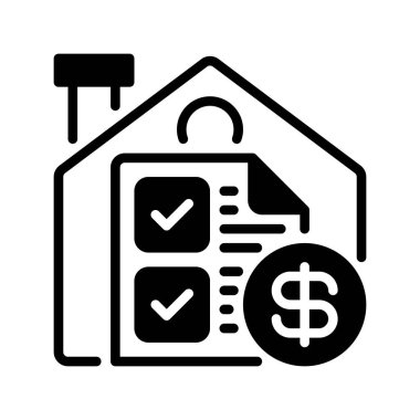 İpotek kredisi simgesi. Evrensel yaratıcı prim sembolü. Vektör simgesi logo şablonu. Vektör illüstrasyonu