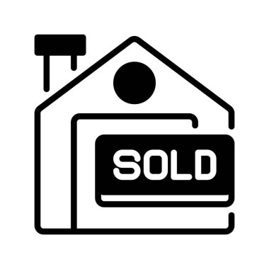 House 'un çizgi ikonu satıldı. Evrensel yaratıcı prim sembolü. Vektör simgesi logo şablonu. Vektör illüstrasyonu