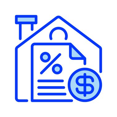 Emlak vergisi çizgisi simgesi. Evrensel yaratıcı prim sembolü. Vektör simgesi logo şablonu. Vektör illüstrasyonu