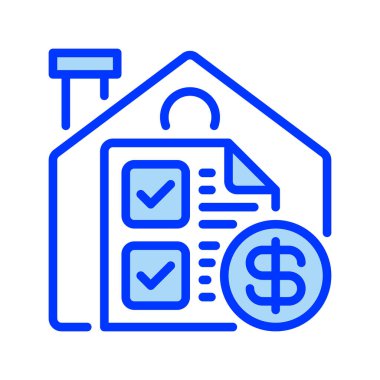 İpotek kredisi simgesi. Evrensel yaratıcı prim sembolü. Vektör simgesi logo şablonu. Vektör illüstrasyonu