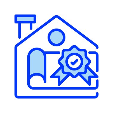 Sahiplik sertifikası çizgisi simgesi. Evrensel yaratıcı prim sembolü. Vektör simgesi logo şablonu. Vektör illüstrasyonu