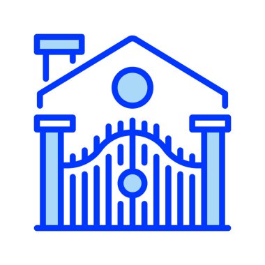 Gated Community çizgi simgesi. Evrensel yaratıcı prim sembolü. Vektör simgesi logo şablonu. Vektör illüstrasyonu