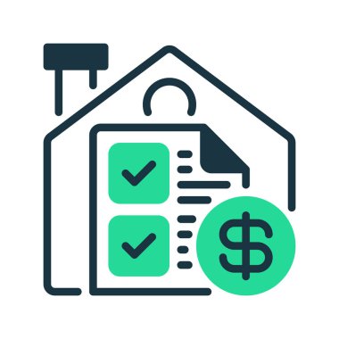 İpotek kredisi simgesi. Evrensel yaratıcı prim sembolü. Vektör simgesi logo şablonu. Vektör illüstrasyonu