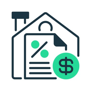 Emlak vergisi çizgisi simgesi. Evrensel yaratıcı prim sembolü. Vektör simgesi logo şablonu. Vektör illüstrasyonu