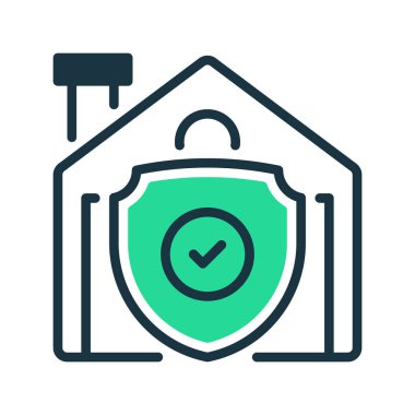 Ev Sigortası ikonu. Evrensel yaratıcı prim sembolü. Vektör simgesi logo şablonu. Vektör illüstrasyonu