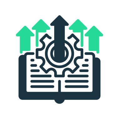 Öğrenme ve Geliştirme satırı simgesi. Evrensel yaratıcı prim sembolü. Vektör simgesi logo şablonu. Vektör illüstrasyonu