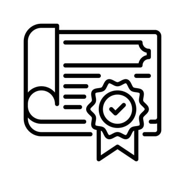 Sertifika satırı simgesi. Evrensel yaratıcı prim sembolü. Vektör simgesi logo şablonu. Vektör illüstrasyonu