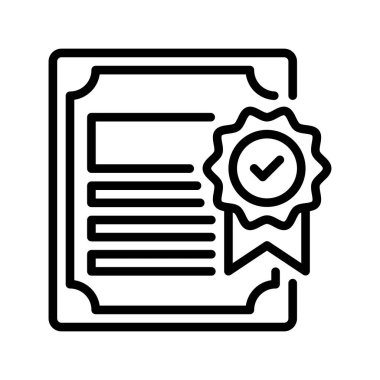 Sertifika satırı simgesi. Evrensel yaratıcı prim sembolü. Vektör simgesi logo şablonu. Vektör illüstrasyonu