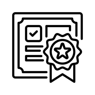 Sertifika satırı simgesi. Evrensel yaratıcı prim sembolü. Vektör simgesi logo şablonu. Vektör illüstrasyonu