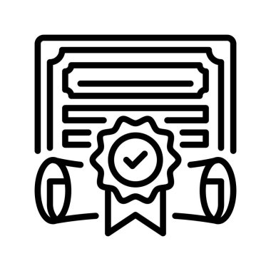 Sertifika satırı simgesi. Evrensel yaratıcı prim sembolü. Vektör simgesi logo şablonu. Vektör illüstrasyonu