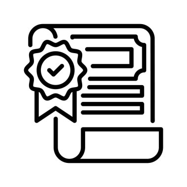 Sertifika satırı simgesi. Evrensel yaratıcı prim sembolü. Vektör simgesi logo şablonu. Vektör illüstrasyonu