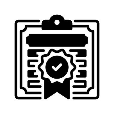 Sertifika Glyph çizgi simgesi. Evrensel yaratıcı prim sembolü. Vektör simgesi logo şablonu. Vektör illüstrasyonu