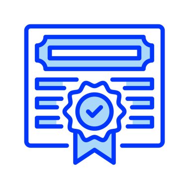 Sertifika Doldurulmuş satır simgesi. Evrensel yaratıcı prim sembolü. Vektör simgesi logo şablonu. Vektör illüstrasyonu