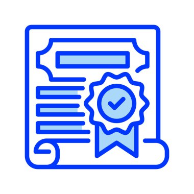 Sertifika Doldurulmuş satır simgesi. Evrensel yaratıcı prim sembolü. Vektör simgesi logo şablonu. Vektör illüstrasyonu