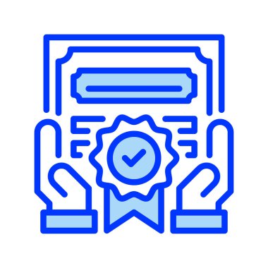 Sertifika Doldurulmuş satır simgesi. Evrensel yaratıcı prim sembolü. Vektör simgesi logo şablonu. Vektör illüstrasyonu