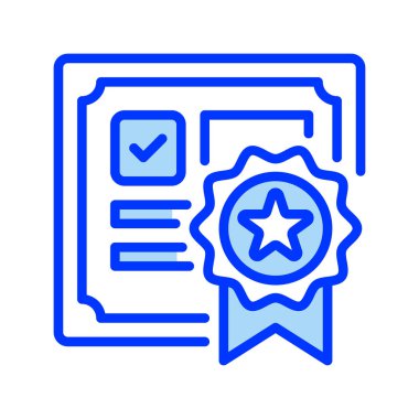 Sertifika Doldurulmuş satır simgesi. Evrensel yaratıcı prim sembolü. Vektör simgesi logo şablonu. Vektör illüstrasyonu